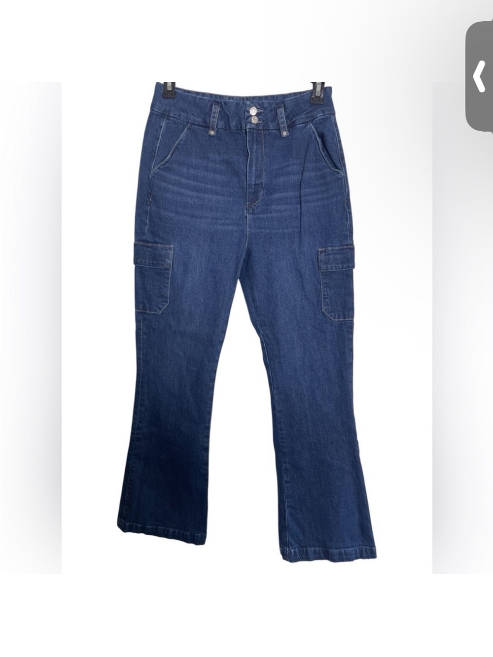Paige Dark Denim Cargo Jeans Gracie Lou High Waisted Size 31 - Picture 2 of 14